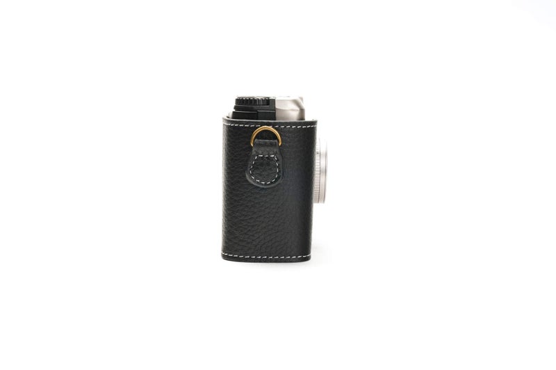 BolinUS Contax T3 Case, BolinUS Handmade Genuine Real Leather Half Camera Case Bag Cover for Contax T3 Camera With Hand Strap (Black) - Image 5